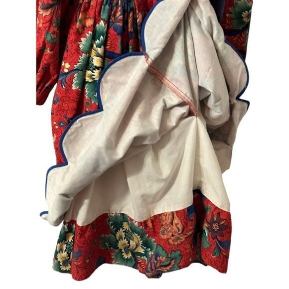 Vintage 90s Anne Savoy Red Floral Prairie Dress Girls 12 - Picture 7 of 12